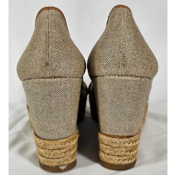 TORY BURCH WOMEN'S BEIGE / BROWN MAJORICA 5" WEDGE HEEL ESPADRILLE SIZE 8 (38.5) - Picture 4 of 14